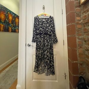 Blue floral high low dress